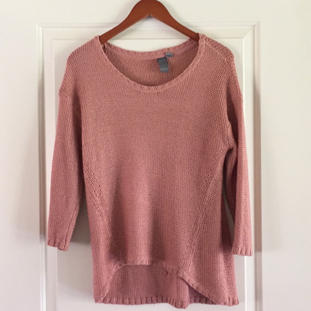 Pink Quarter Length Knit Sweater